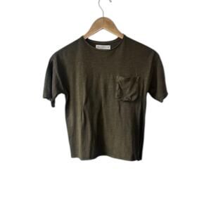 Zara Olive Green Crewneck Short Sleeve Pocket Cropped T-Shirt Shirt Women's 8